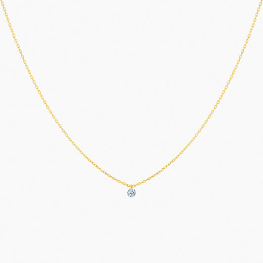 Collier 360° or jaune solitaire diamant 0.20ct