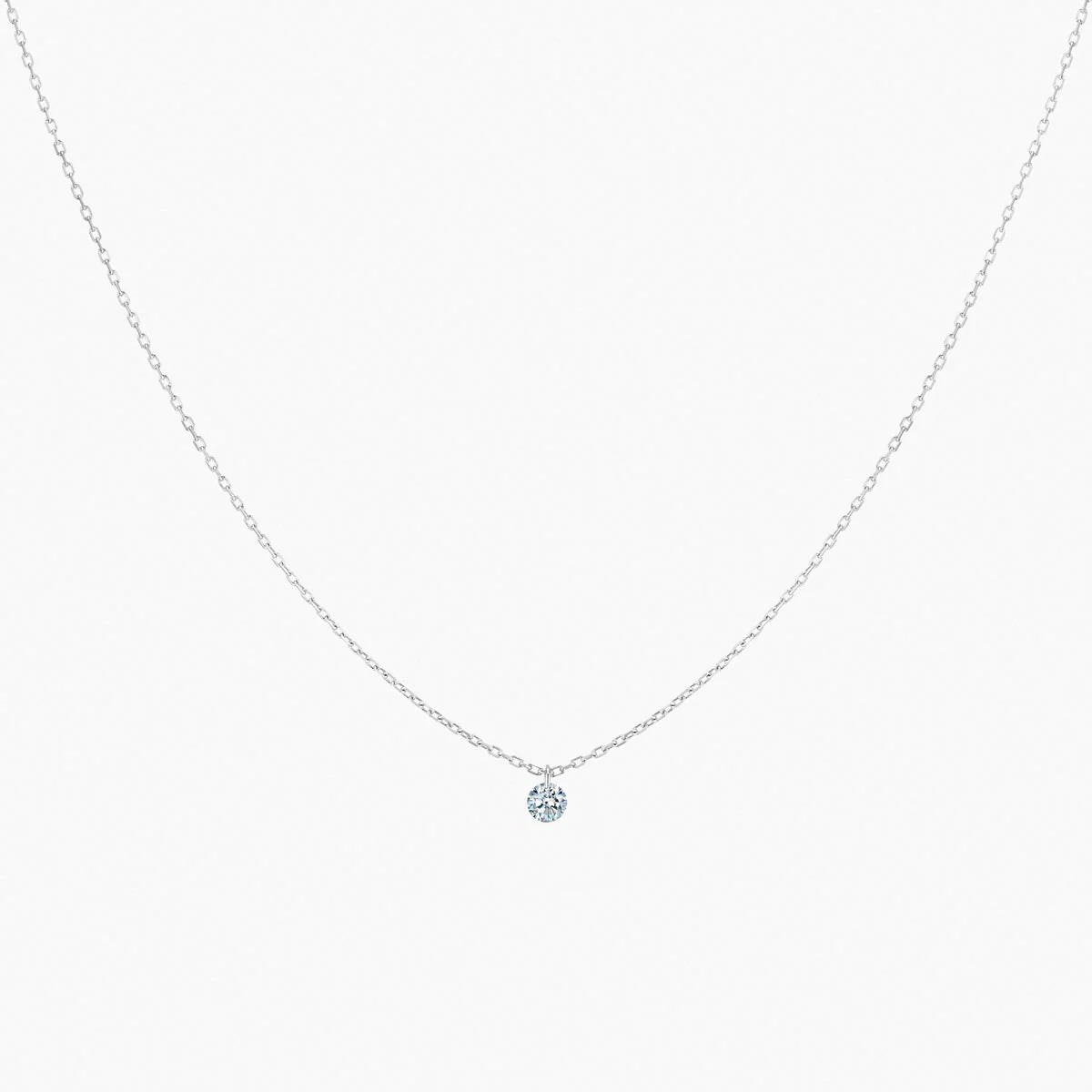Collier 360° or blanc solitaire diamant 0.30ct