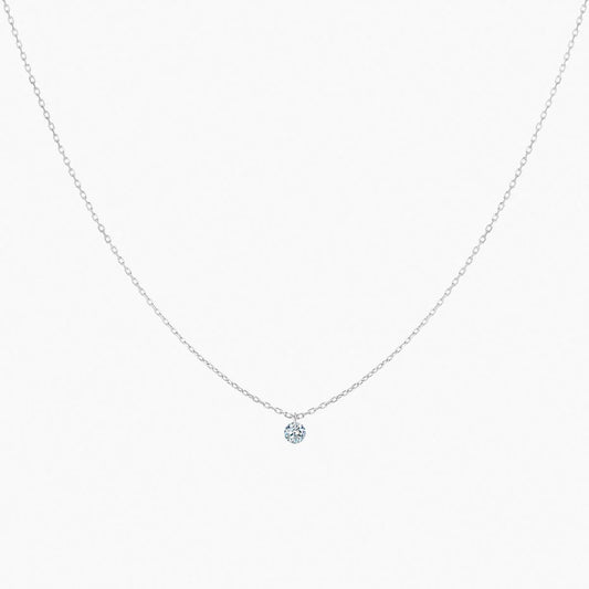 Collier 360° or blanc solitaire diamant 0.30ct
