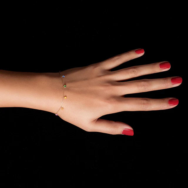 Bracelet Confetti Rainbow or jaune, rubis, tsavorite, améthyste, saphirs rose, orange, jaune et bleu