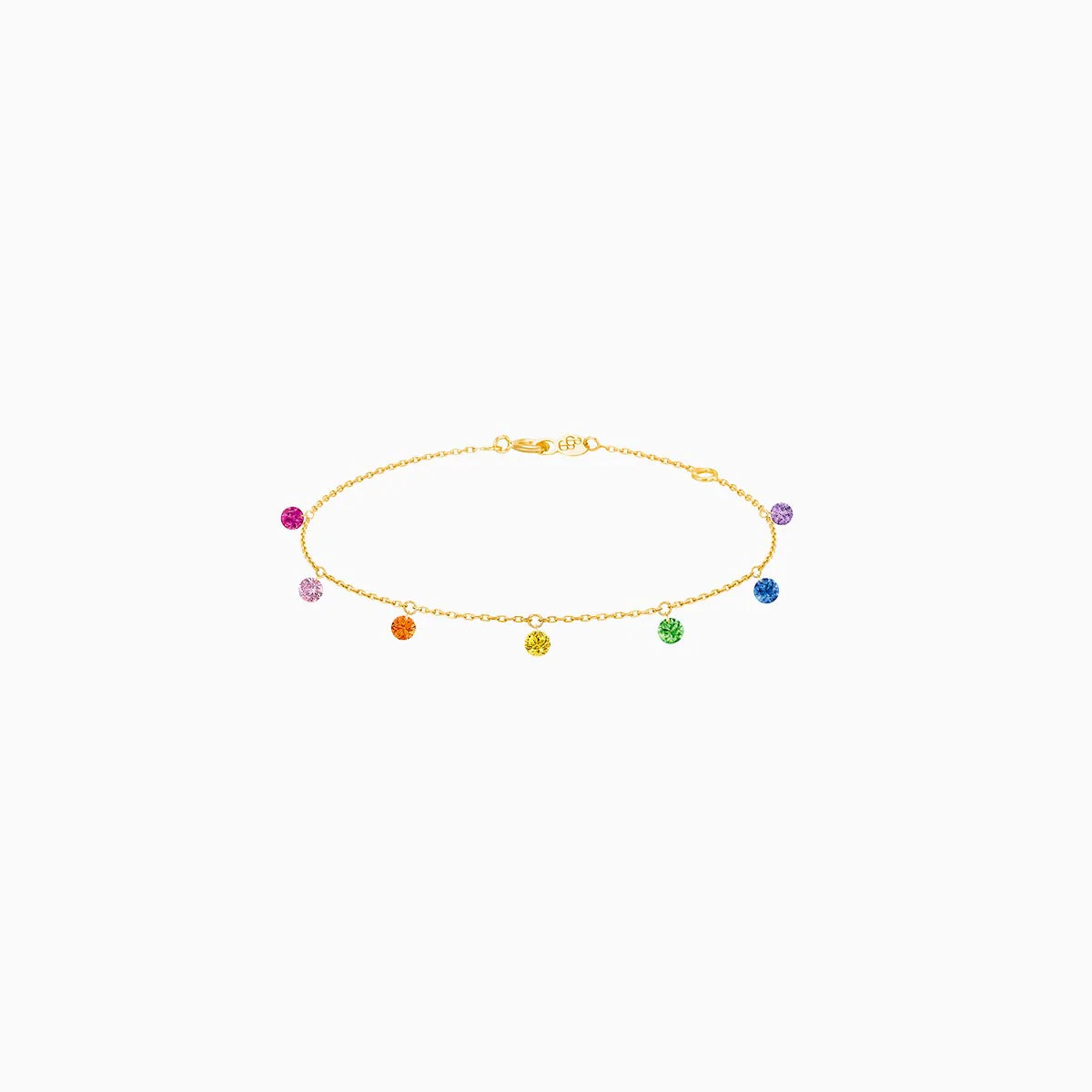 Bracelet Confetti Rainbow or jaune, rubis, tsavorite, améthyste, saphirs rose, orange, jaune et bleu