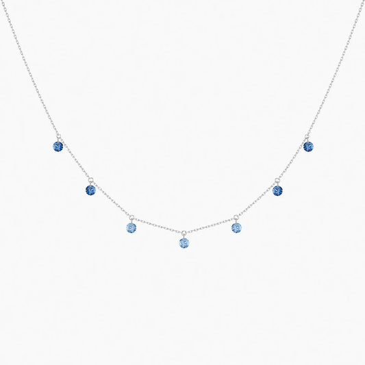 Collier Confetti or blanc saphirs bleus 0.90ct