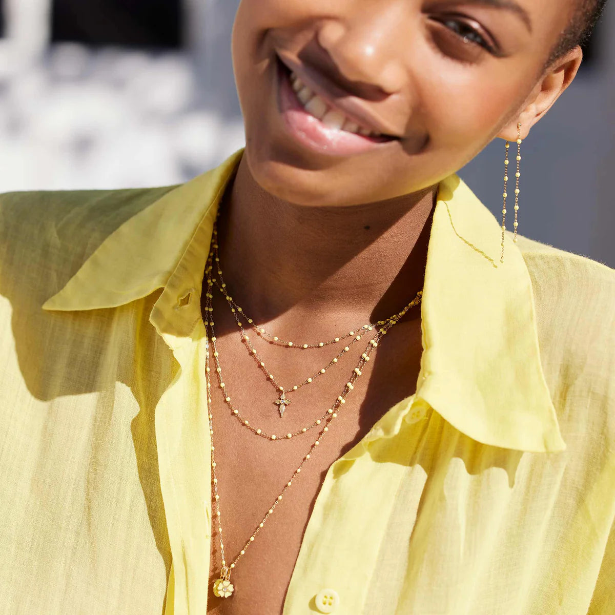 Collier Gigi Classique Mimosa or jaune 42cm