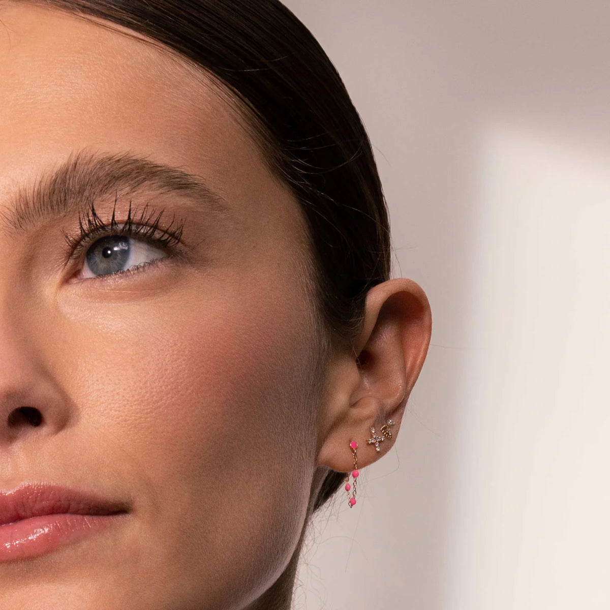 Boucles d'oreilles Gigi Classique Rose Fluo or rose