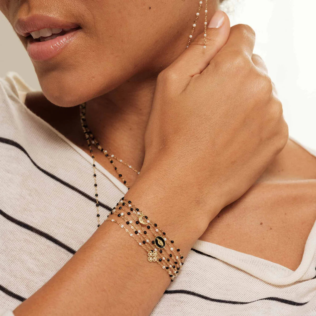 Bracelet Gigi Classique Noir or jaune 17cm