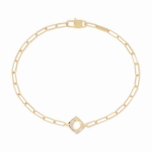 Bracelet sur chaine Le Pavé petit modèle or jaune
