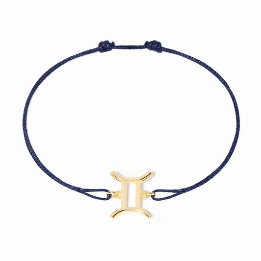 Bracelet cordon Gémeaux or jaune