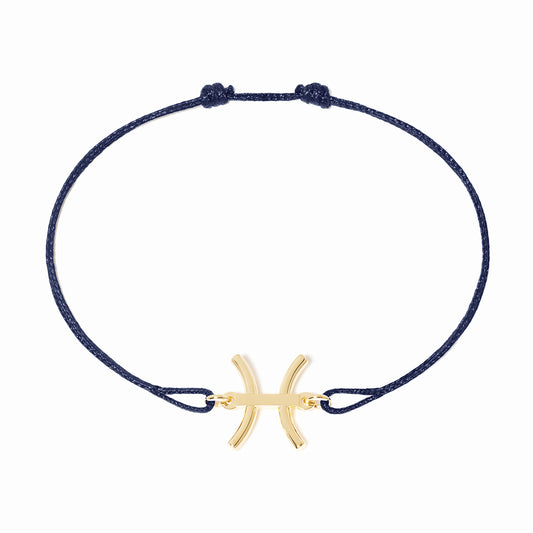 Bracelet cordon Poissons or jaune
