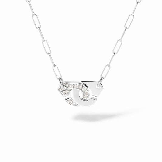 Collier Menottes R10 or blanc 18Kt et diamants