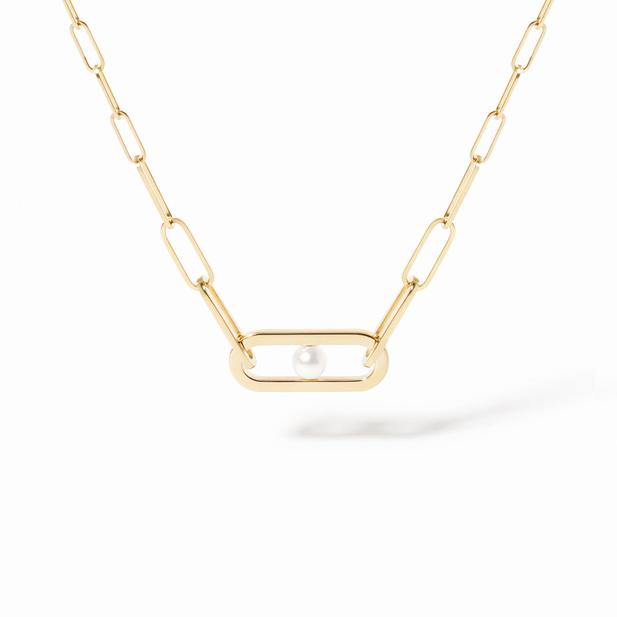 Collier Maillon Perle petit modèle or jaune 18Kt