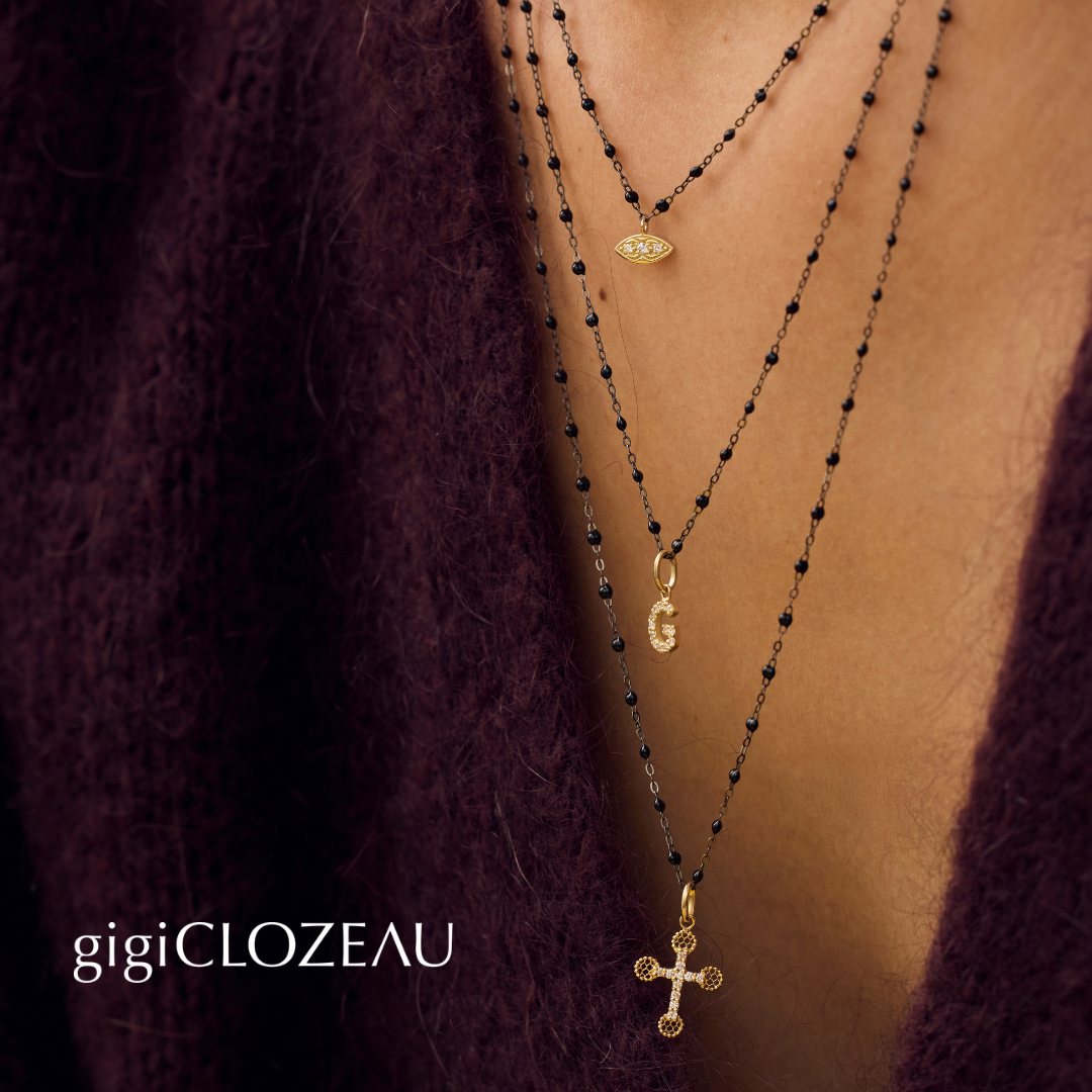 Collier Gigi Suprême Black on Black or rhodié noir 1 diamant 42cm