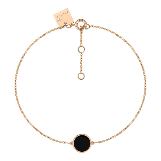 Bracelet Ever mini onyx disc or rose 18Kt