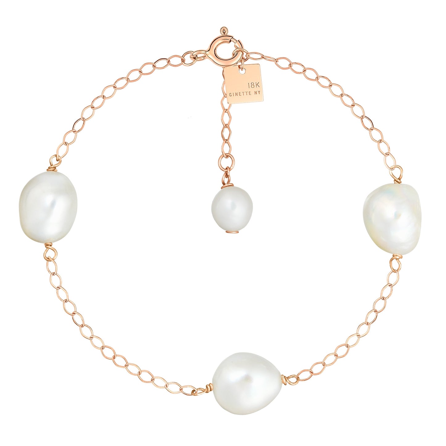 Bracelet Bead Chain Pearl or rose 8kT
