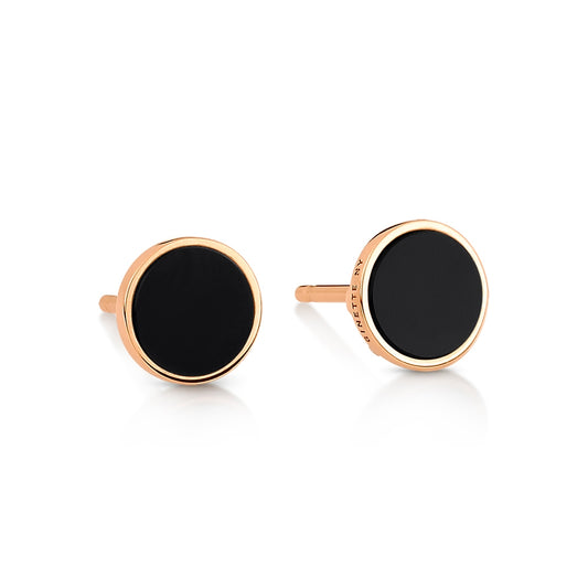 Boucles d'oreilles Ever onyx disc or rose 18Kt