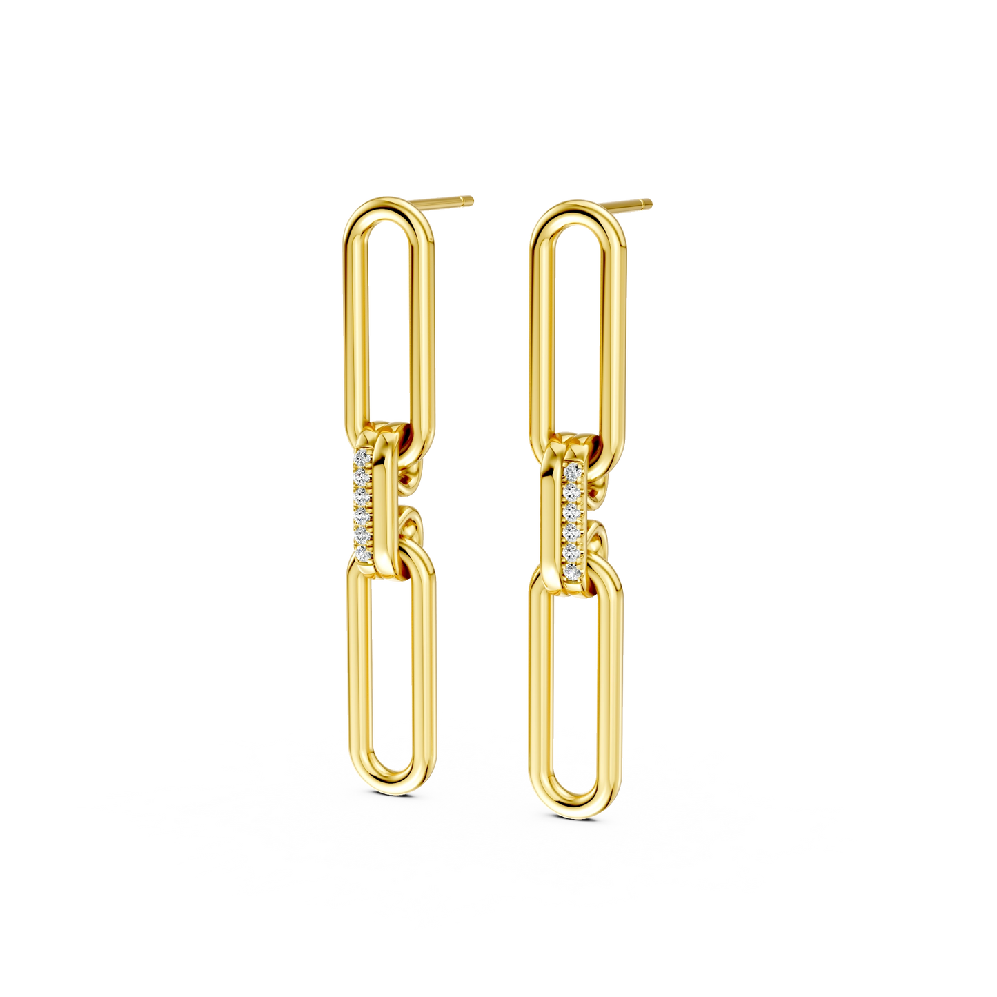 Boucles d'oreilles Birkin PVD doré et diamants