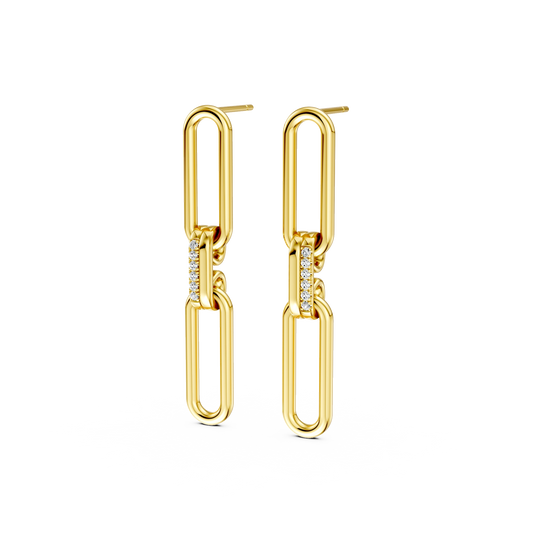 Boucles d'oreilles Birkin PVD doré et diamants