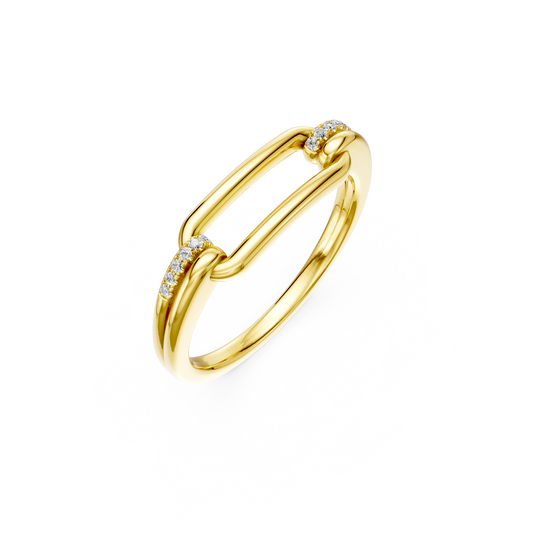 Bague Birkin PVD doré et diamants