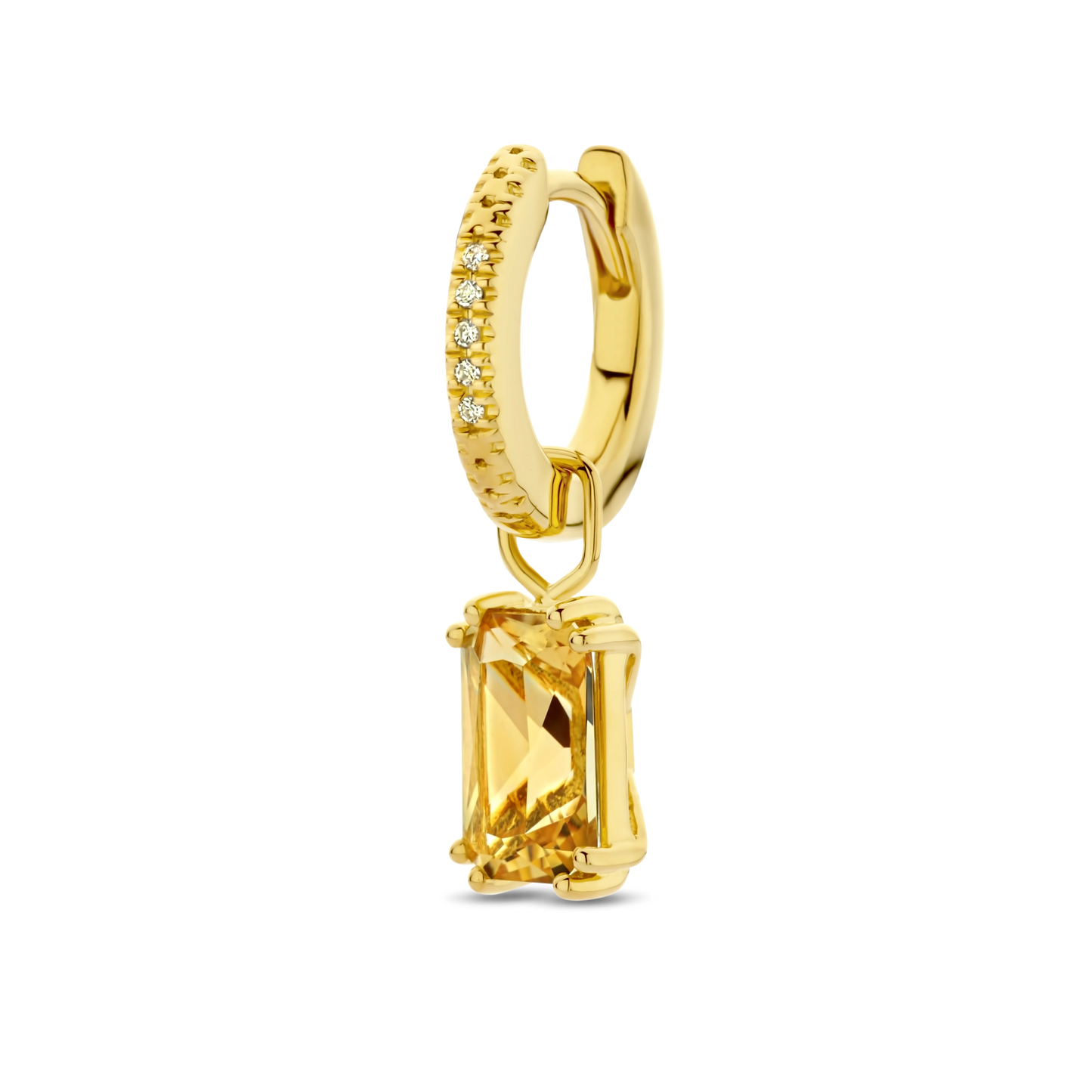 Mono boucle Citrine PVD doré, citrine et diamants