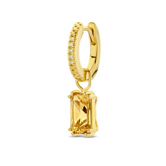 Mono boucle Citrine PVD doré, citrine et diamants