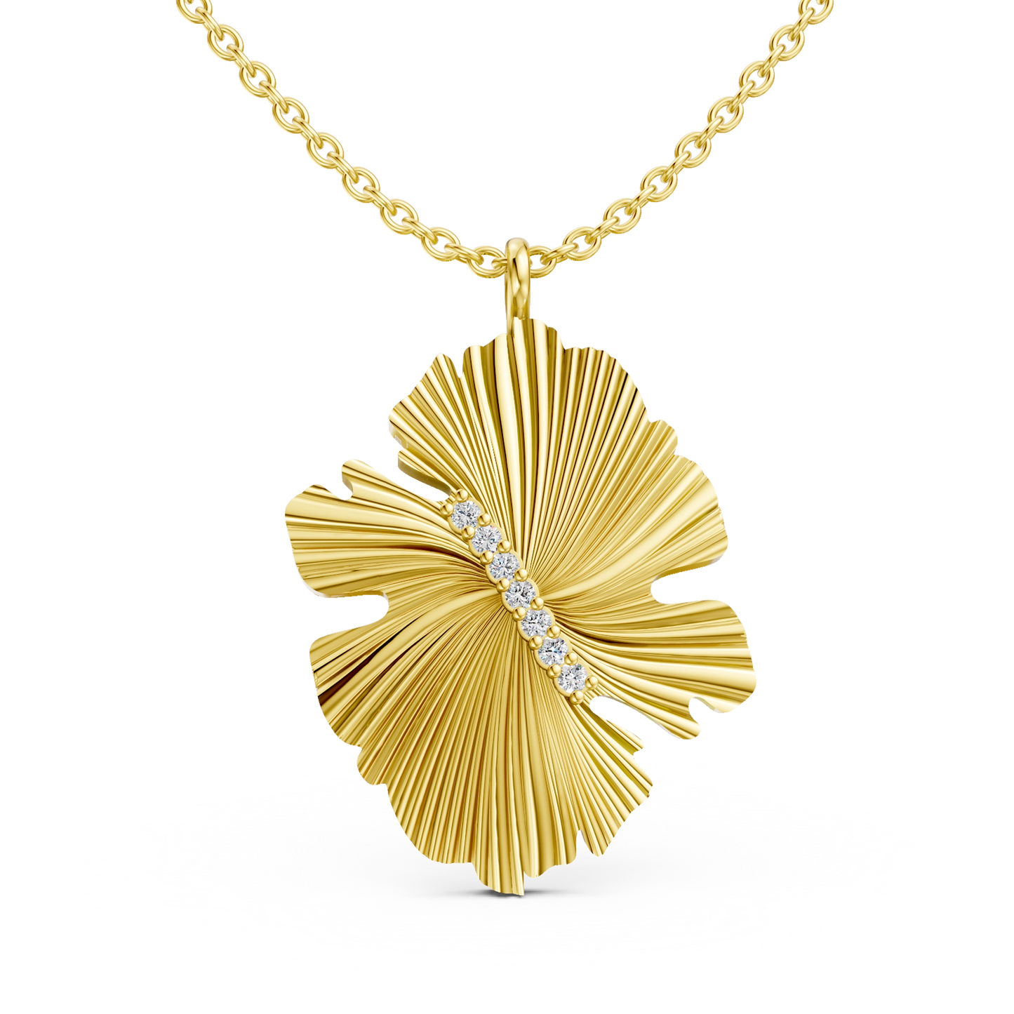 Pendentif Fanora PVD doré et diamants