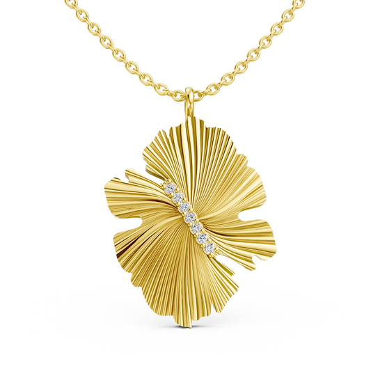 Pendentif Fanora PVD doré et diamants