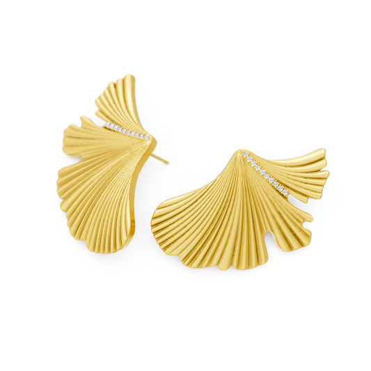 Boucles d'oreilles Fanora PVD doré et diamants grand modèle