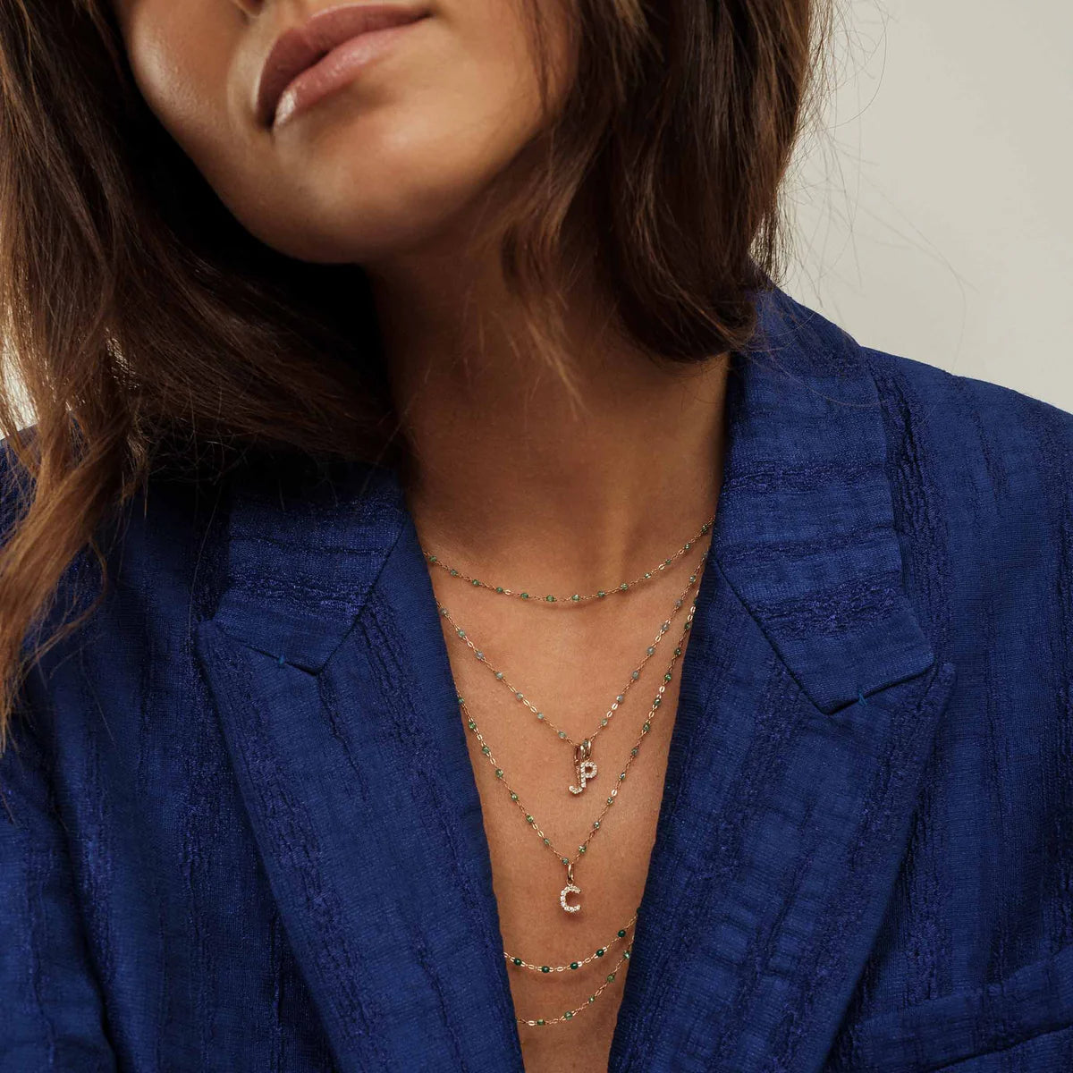 Collier Gigi Classique Menthe or jaune 42cm