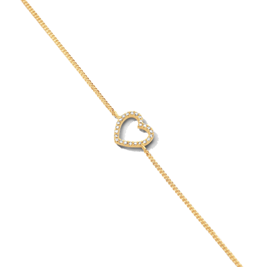 Bracelet Heart Chain PVD doré et diamants