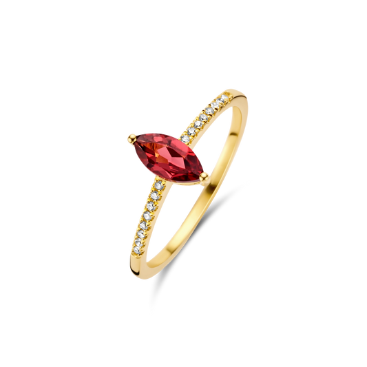 Bague Hope PVD doré, pyrope et diamants