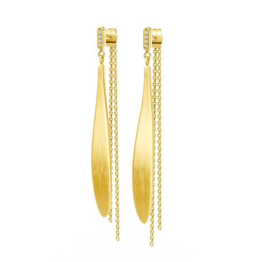Boucles d'oreilles Loren PVD doré et diamants