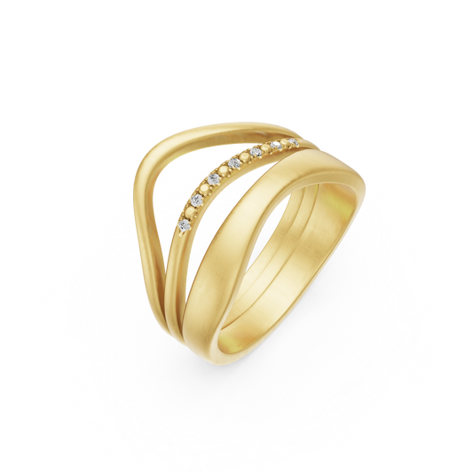 Bague Loren PVD doré et diamants