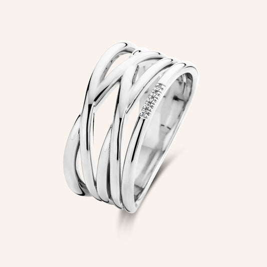 Bague Linear argent et diamants