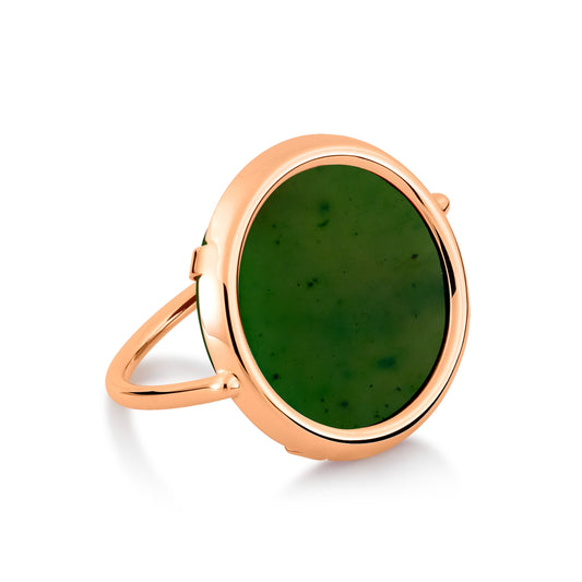 Bague Disc Jade or rose 18Kt