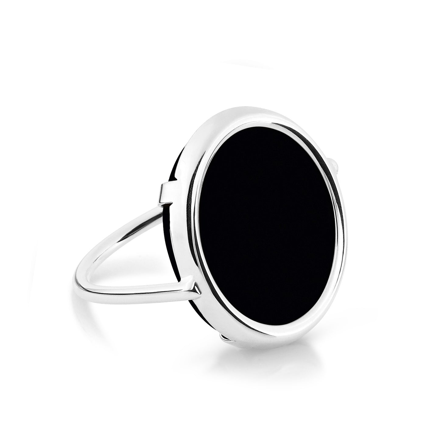 Bague Disc Onyx or blanc 18Kt