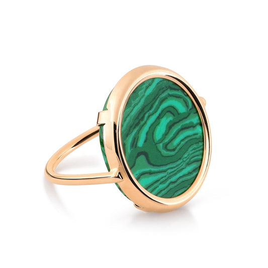 Bague Disc Ever Malachite or rose 18Kt