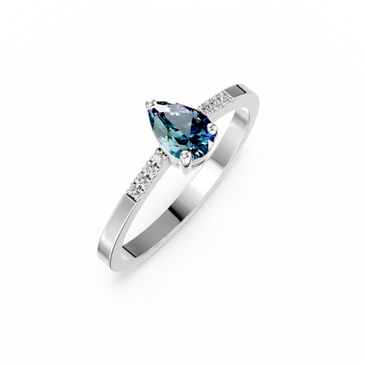 Bague Romy argent, Topaze blue london et diamants