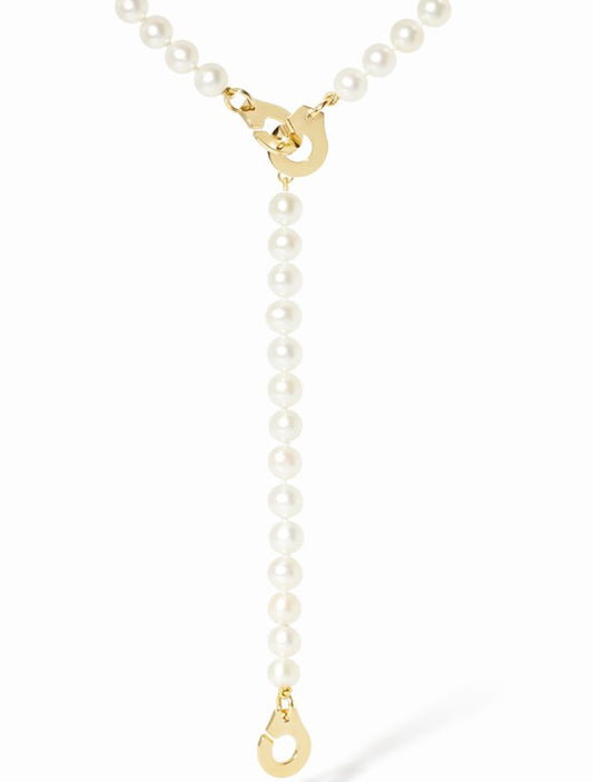Collier de perles 3 Menottes or jaune 18Kt