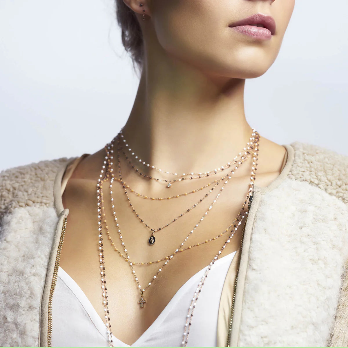 Collier Gigi Classique Quartz or jaune 45cm