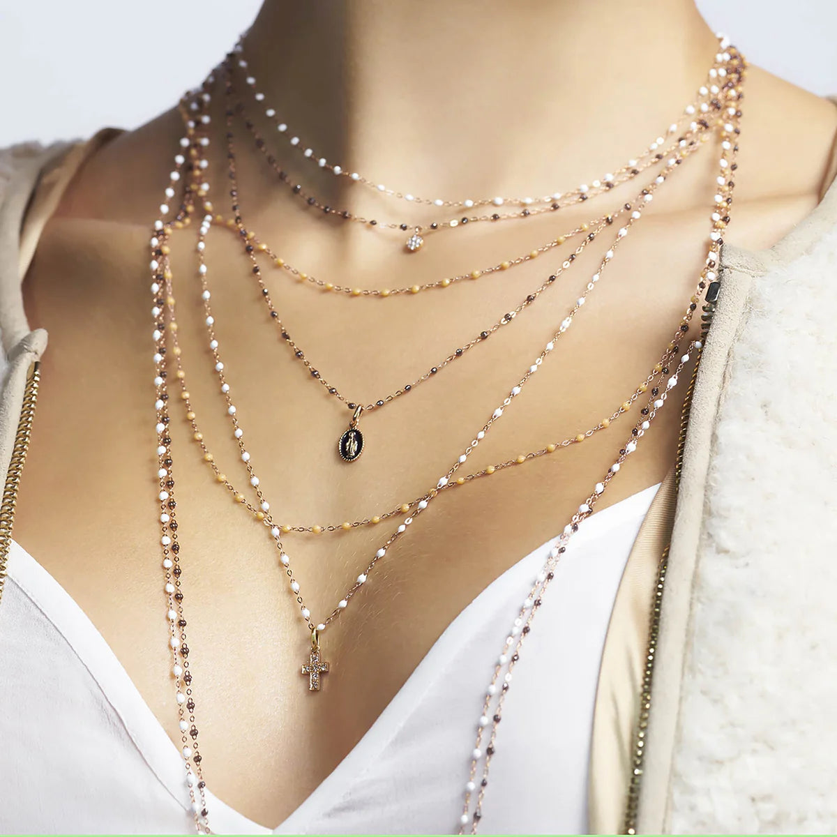 Collier Gigi Classique Quartz or jaune 45cm
