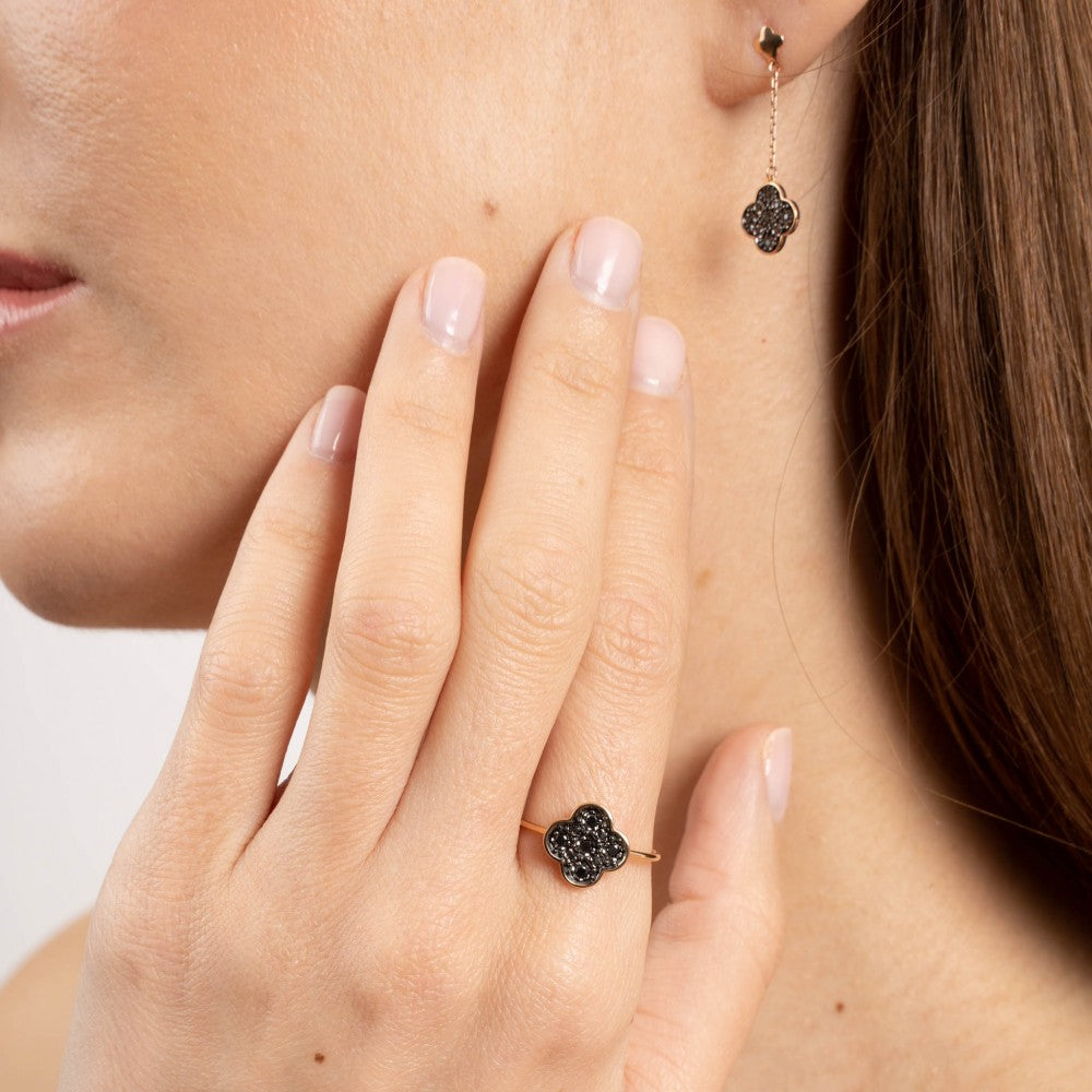 Bague Jardin Précieux or jaune et diamants noirs