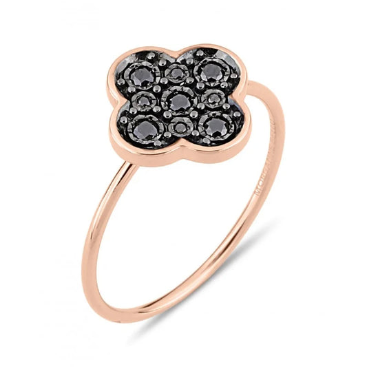Bague Jardin Précieux or jaune et diamants noirs