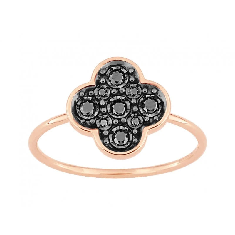 Bague Jardin Précieux or jaune et diamants noirs