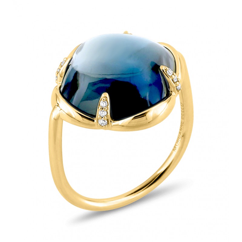 Bague Songe topaze Blue London or jaune et diamants