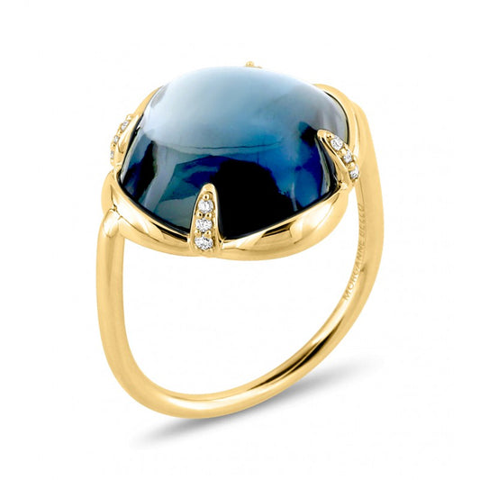 Bague Songe topaze Blue London or jaune et diamants
