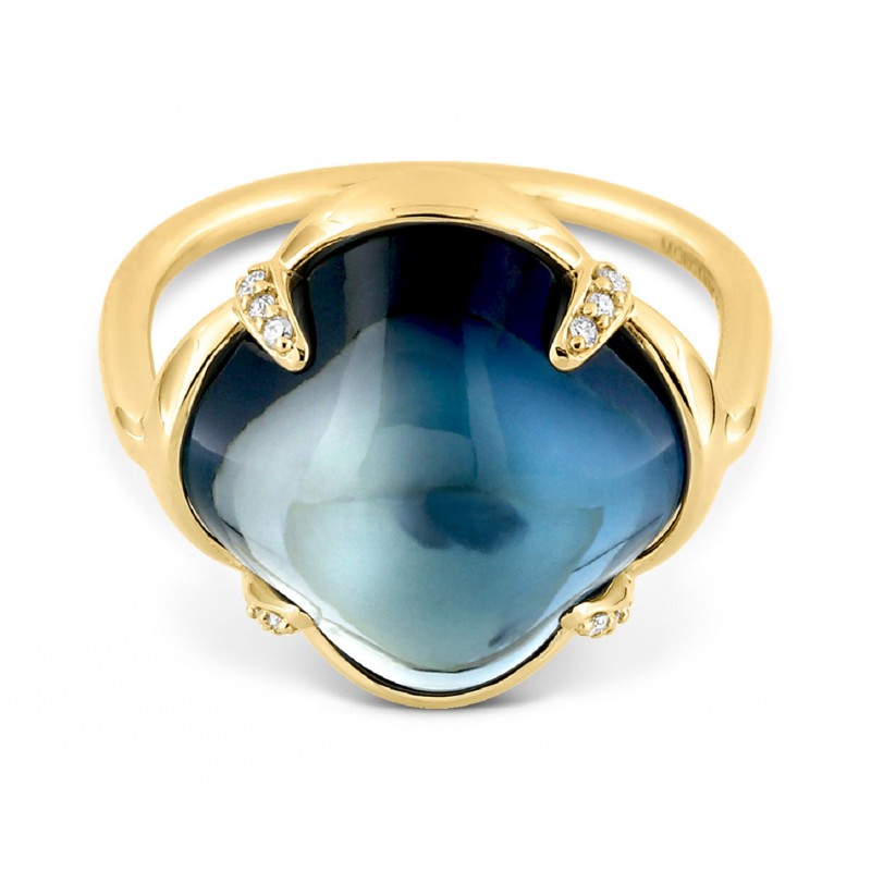 Bague Songe topaze Blue London or jaune et diamants