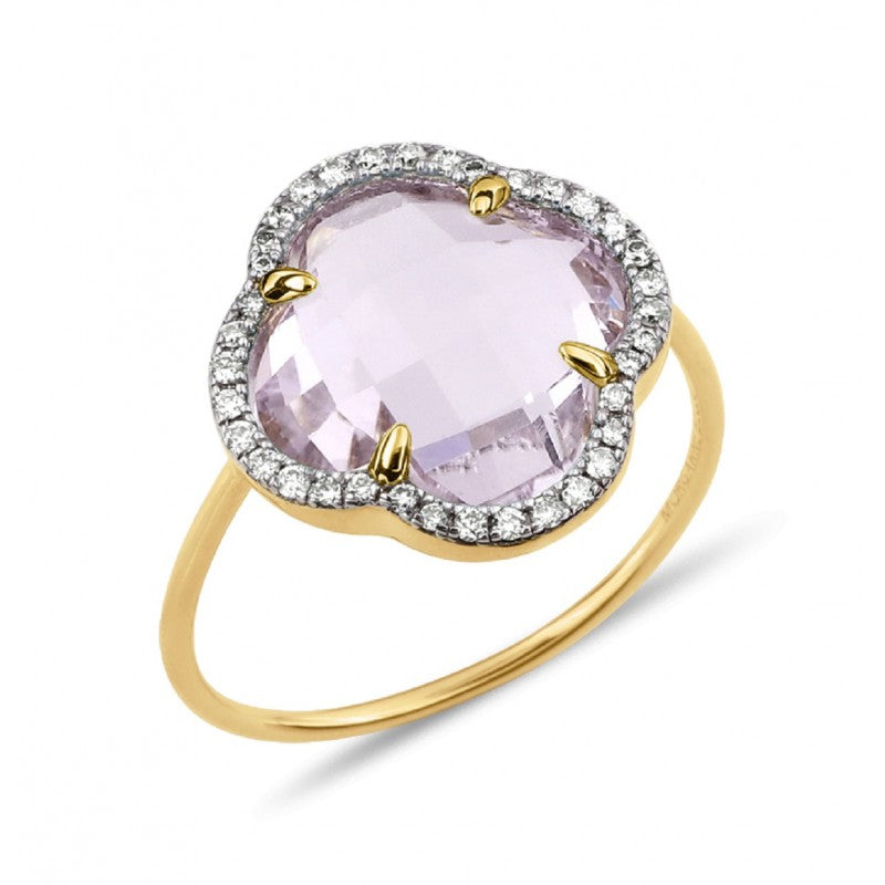 Bague Victoria améthyste or rose et diamants