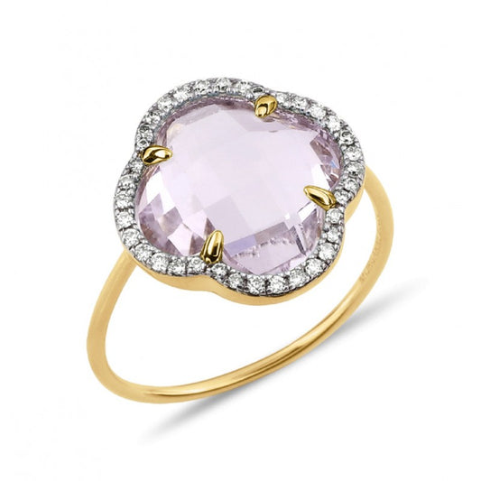 Bague Victoria améthyste or rose et diamants