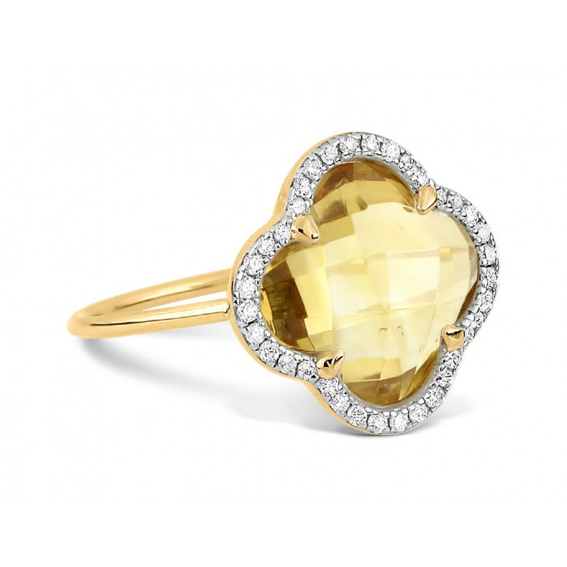Bague Victoria citrine or jaune et diamants