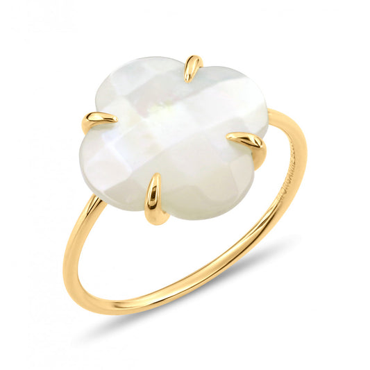 Bague Victoria nacre blanche or jaune