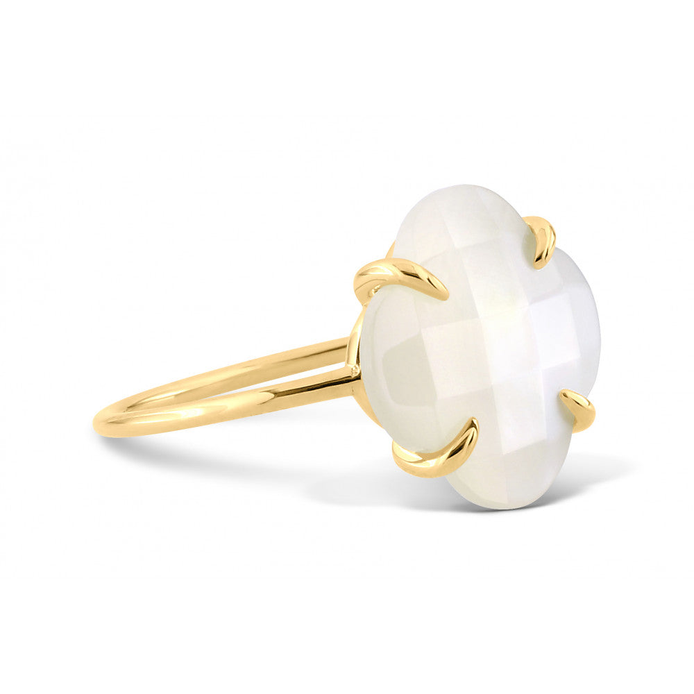 Bague Victoria nacre blanche or jaune
